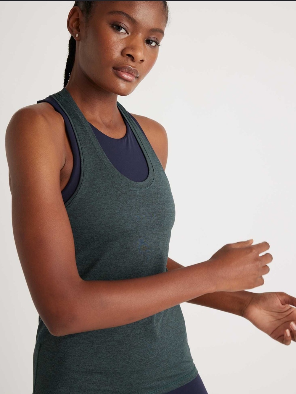 Quince Deep Teal Heather Racerback Tank